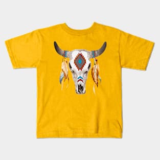 WESTERN DECORATED COW SKULL Kids T-Shirt